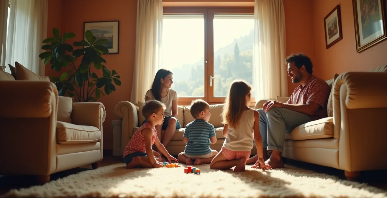 Famiglia italiana con figli mentre valutano le opzioni di mutuo casa
