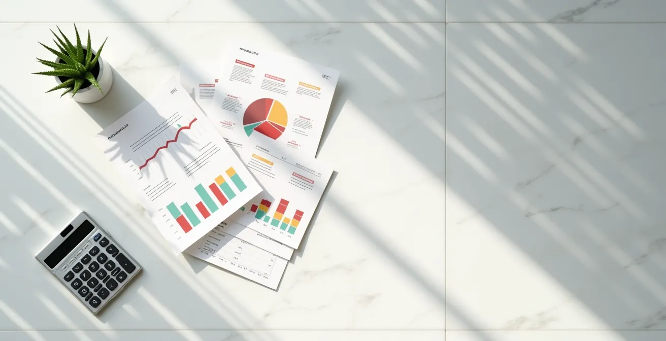 Documenti finanziari e calcolatrice su tavolo con grafici pensionistici